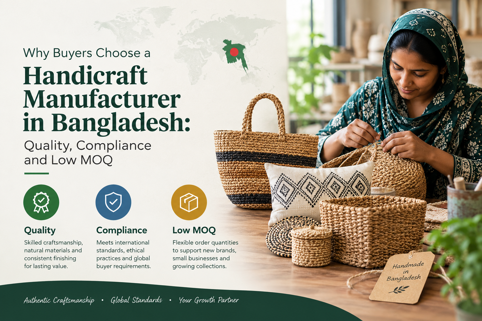 Why Buyers Choose a Handicraft Manufacturer in Bangladesh: Quality, Compliance and Low MOQ